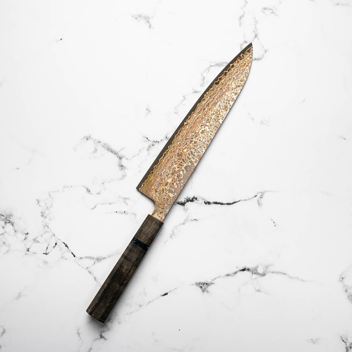 Takeshi Saji VG10-W Nashiji Rainbow Damascus Gyuto 240mm - Dark