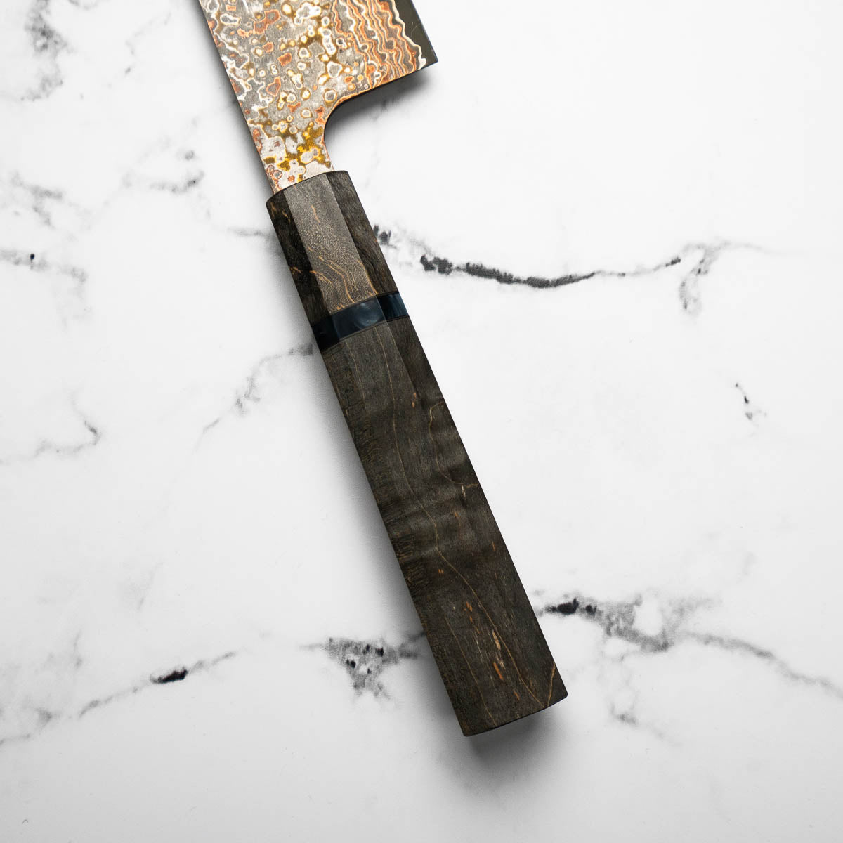 Takeshi Saji VG10-W Nashiji Rainbow Damascus Gyuto 240mm - Dark Maple