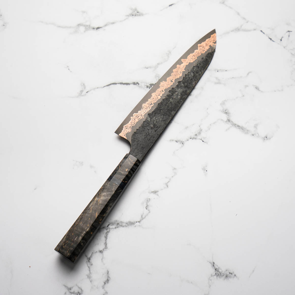 Hatsukokoro Yorokobi Kurouchi SLD Damascus Tsuchime Gyuto 210mm
