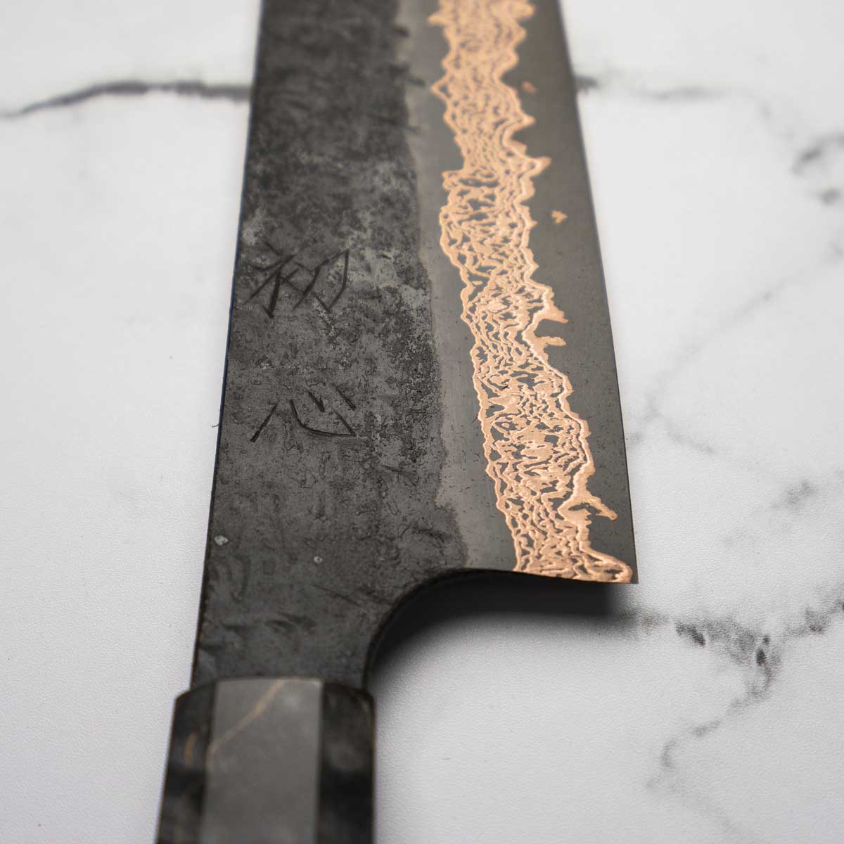 Hatsukokoro Yorokobi Kurouchi SLD Damascus Tsuchime Gyuto 210mm