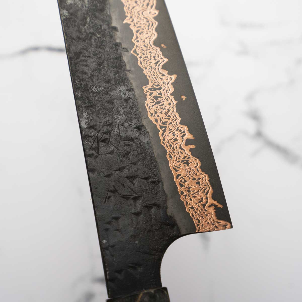 Hatsukokoro Yorokobi Kurouchi SLD Damascus Tsuchime Gyuto 210mm - Dark Maple