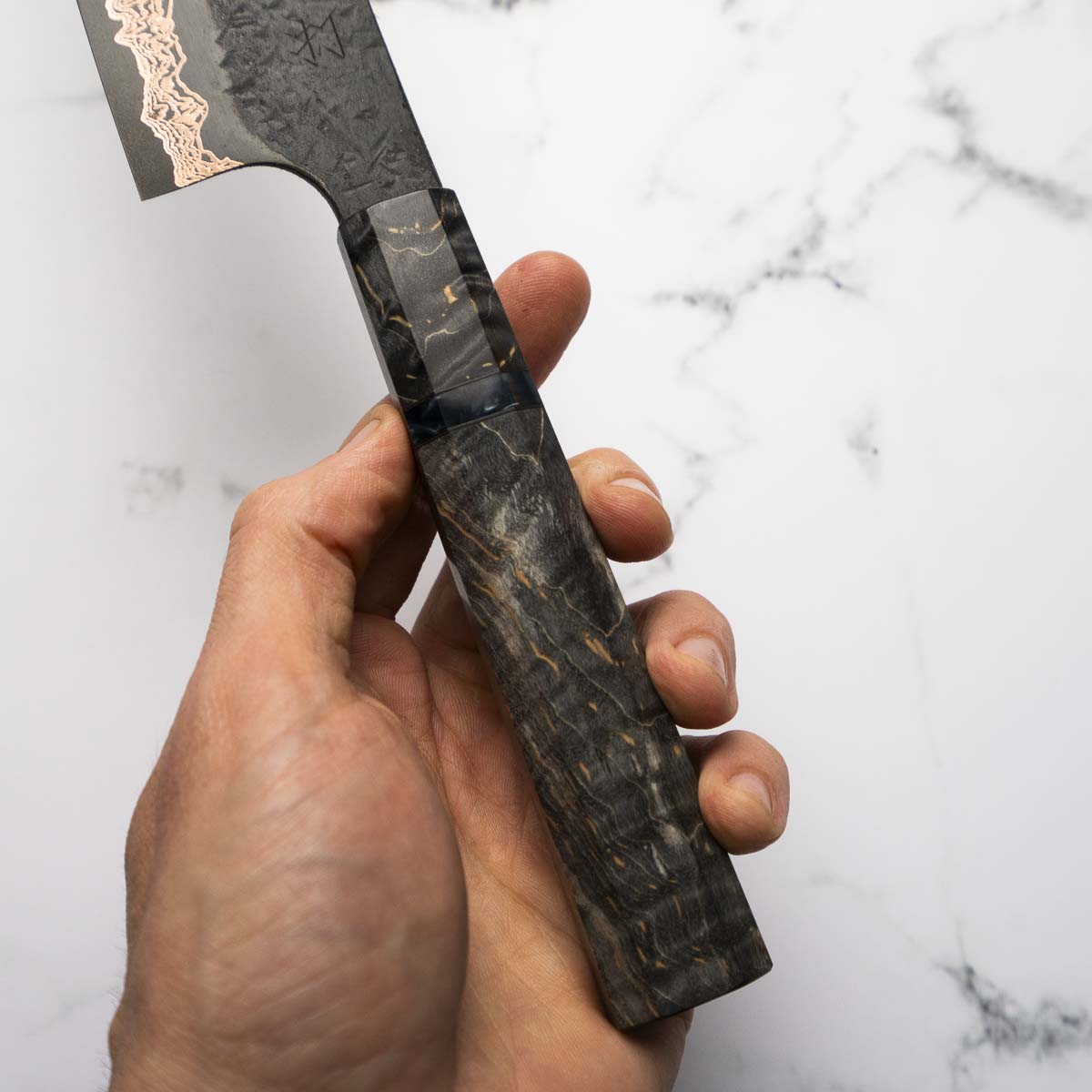 Hatsukokoro Yorokobi Kurouchi SLD Damascus Tsuchime Gyuto 210mm