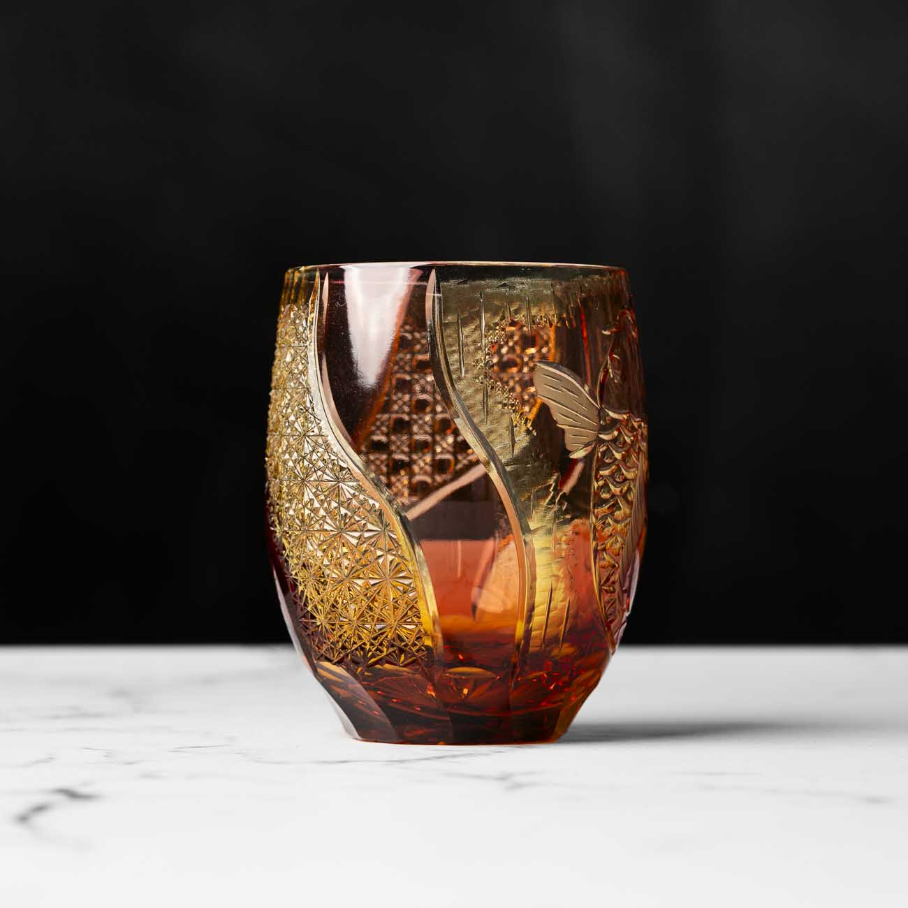 Kiyohide Glass Kobo Rock Glass Seiken Amber