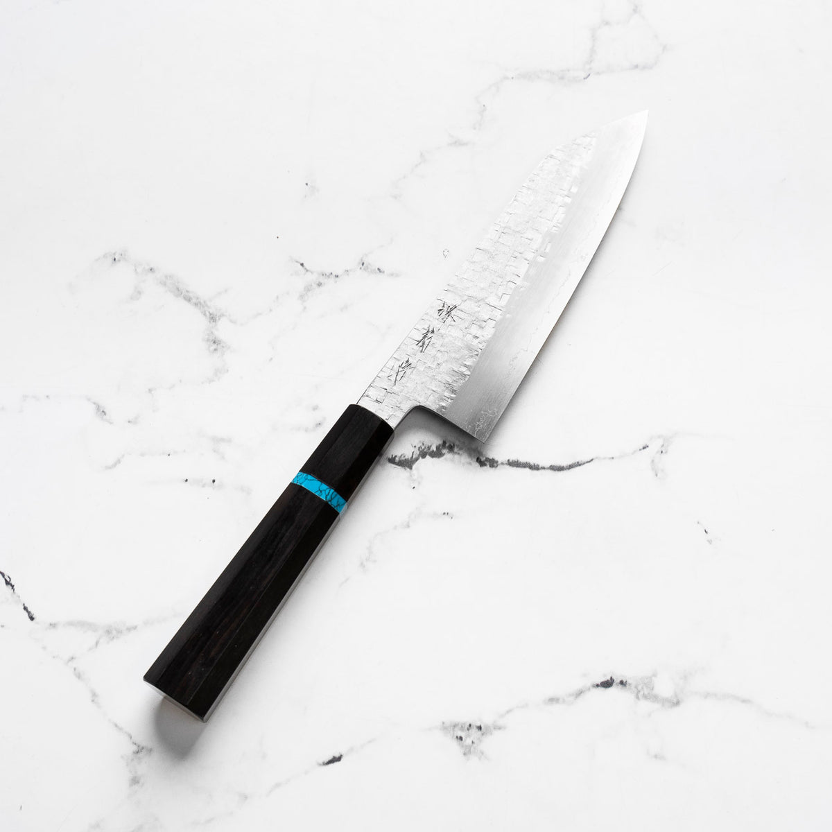 Satoshi Nakagawa Ginsan Tsuchime Bunka 180mm - Ebony Turquoise