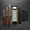 Seido "Niji" VG10W Rainbow Damascus - Sandalwood 3 Knife Set with Whetstone