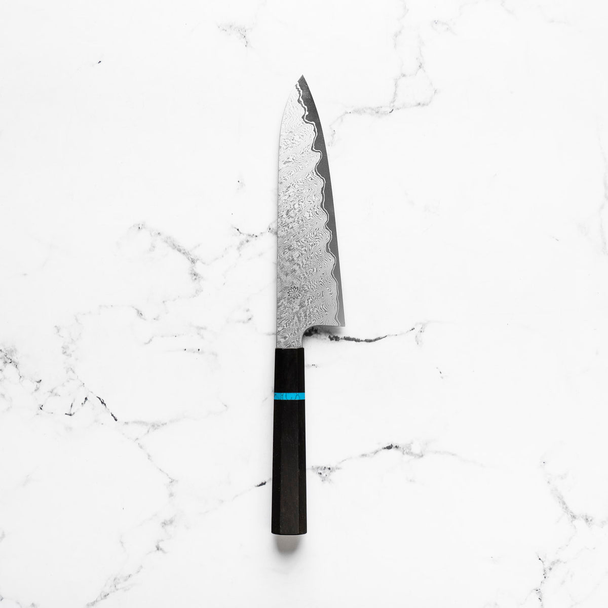Sakai Kikumori "Minamo" ATS34 Damascus Gyuto 210mm - Ebony Turquoise
