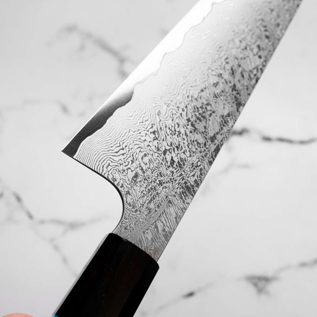 Sakai Kikumori "Minamo" ATS34 Damascus Gyuto 210mm - Ebony Turquoise