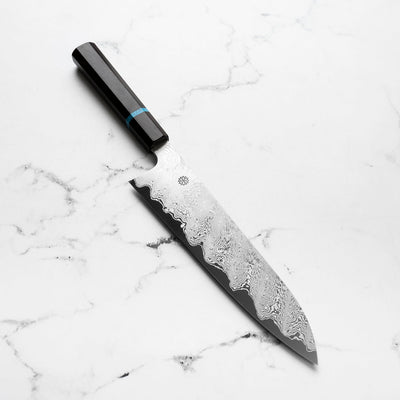 Sakai Kikumori "Minamo" ATS34 Damascus Gyuto 240mm - Ebony Turquoise
