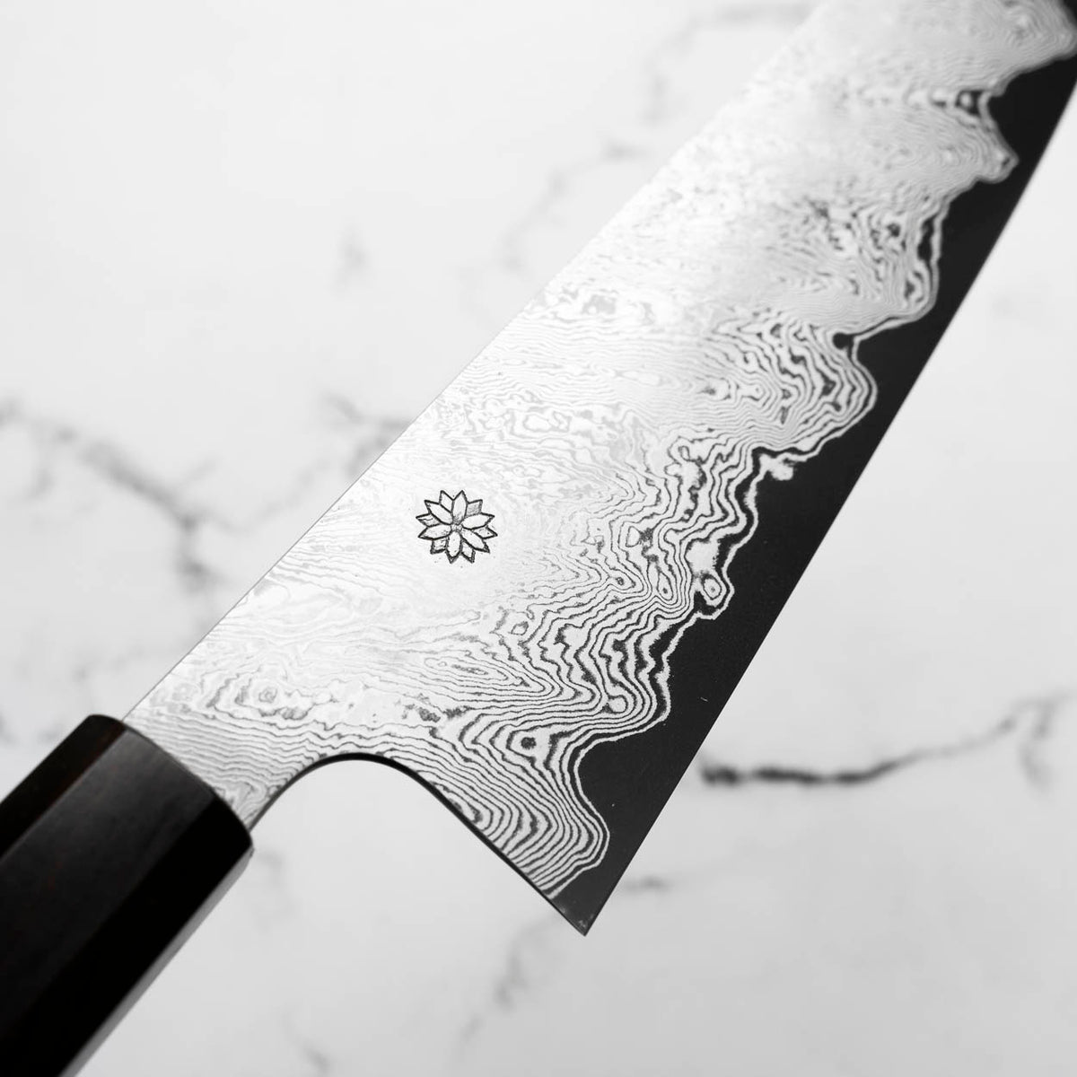 Sakai Kikumori "Minamo" ATS34 Damascus Gyuto 240mm - Ebony Turquoise