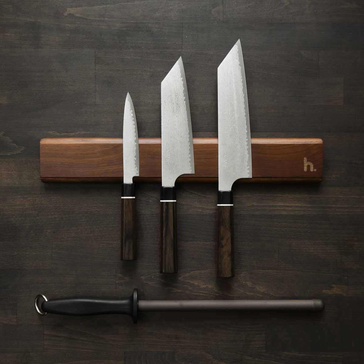 Senzo Black VG10 - 3 Knife Set with Magnetic Strip – Chefs Edge
