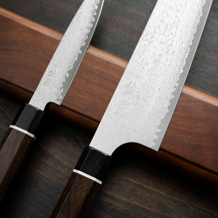 Senzo Black VG10 - 2 Knife Set with Magnetic Strip - detail view