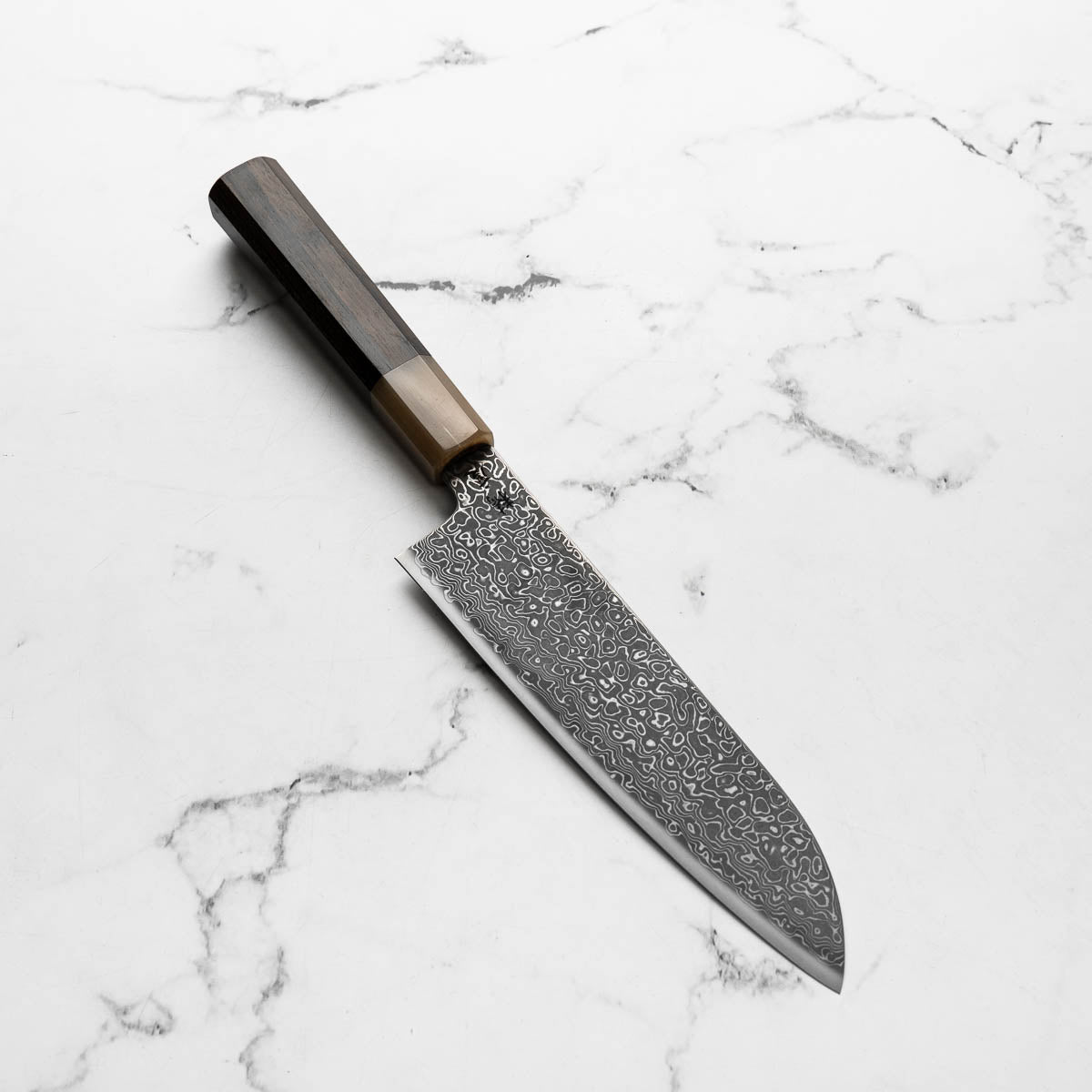Seido VG10 Kurozome Nickel Damascus Santoku 180mm - Persimmon