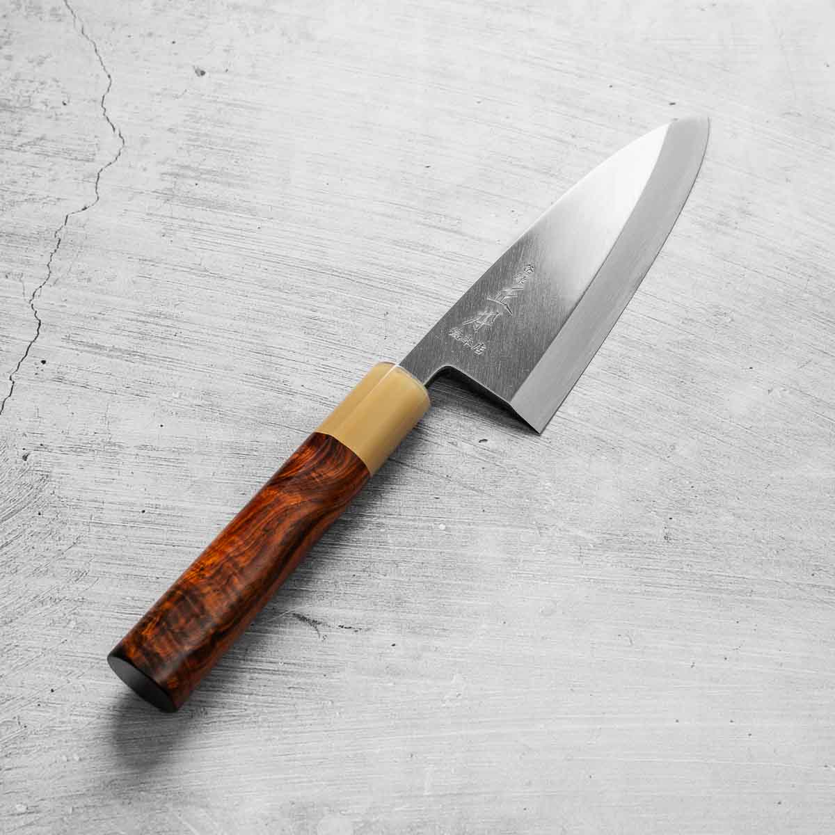 Masamoto Sohonten Blue 2 Deba 150mm - Siamese Rosewood & Blonde