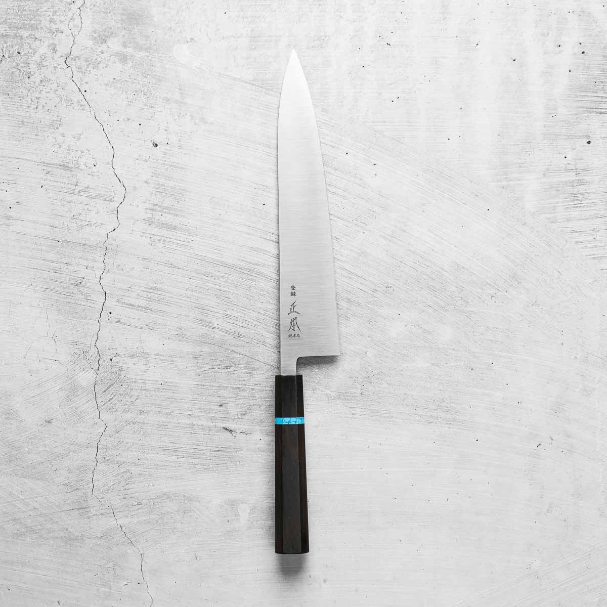 Masamoto Sohonten KS White 2 Gyuto 240mm - Ebony & Turquoise