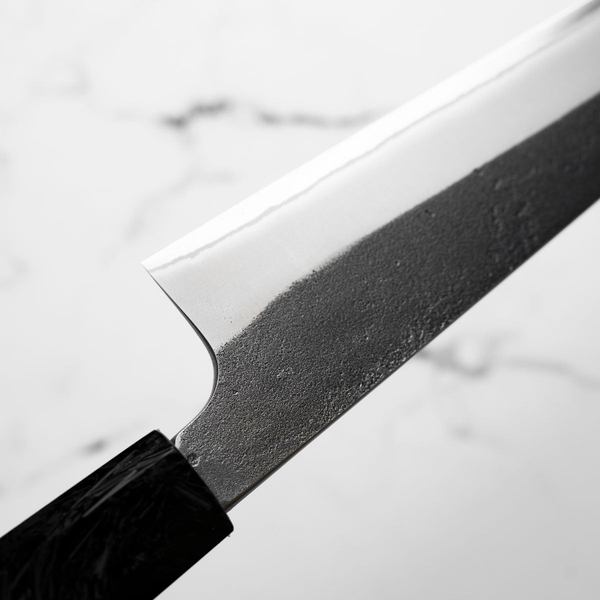 Yoshikane (Hatsukokoro) White 2 Kurouchi Nashiji Sujihiki 240mm - Dark Carbon Fibre - view 6