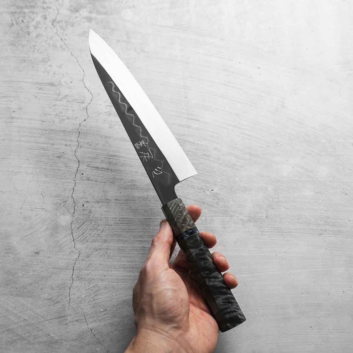 Hatsukokoro x Nakagawa White 3 Honyaki Mirror Finished Gyuto 210mm - Dark Maple