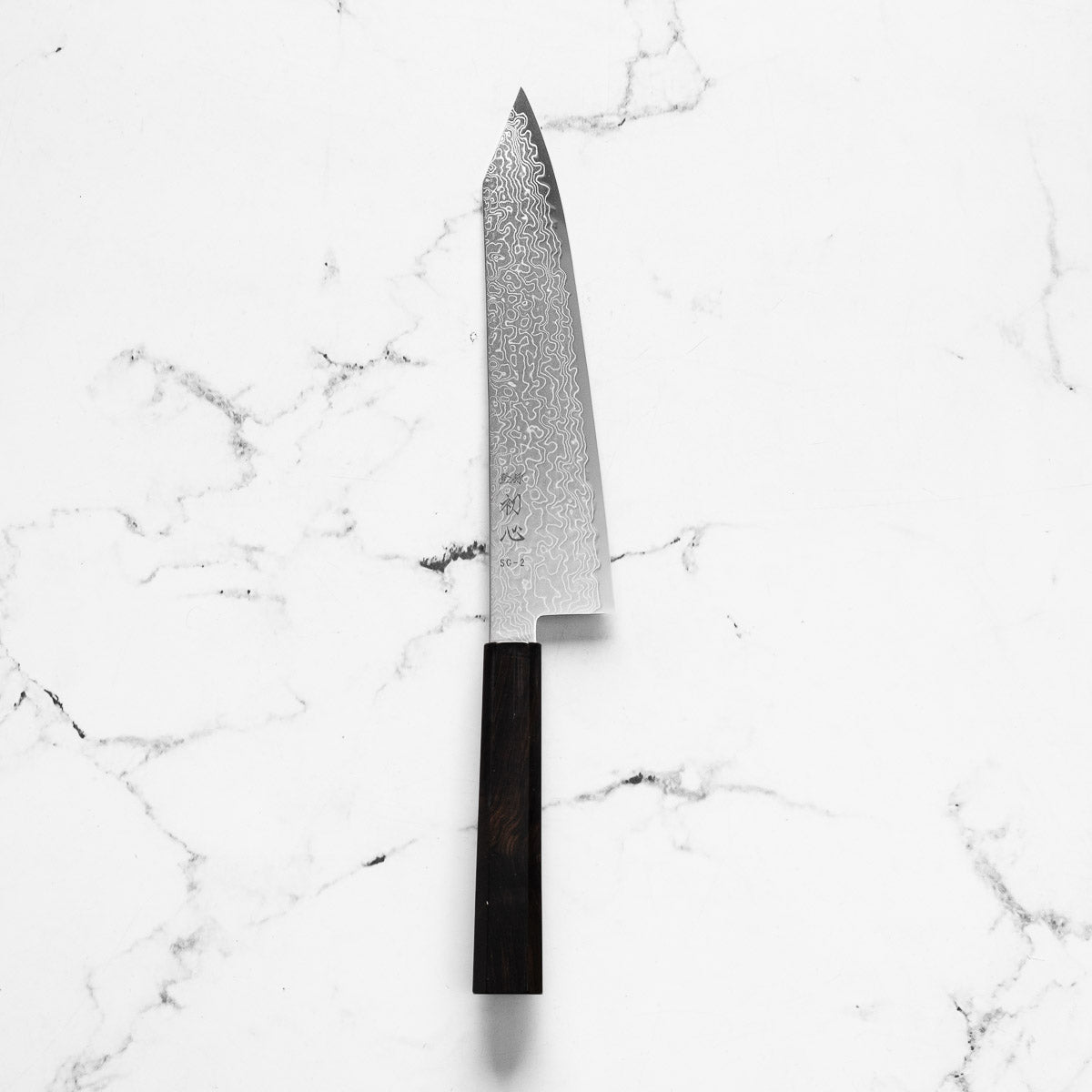 Hatsukokoro Ryuhyo Migaki SG2 Damascus Kiritsuke Gyuto 210mm -  Ebony
