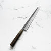 Sakai Kikumori "Kikuzuki Kuro" Kiritsuke Yanagiba 270mm - Persimmon - angled view