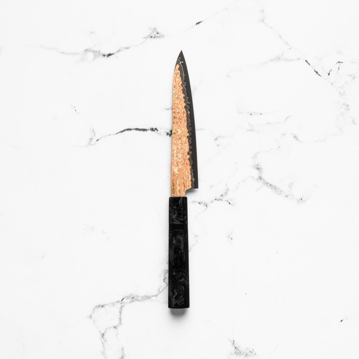 Hatsukokoro Hinotori V-Toku 2 Rainbow Damascus Petty 150mm - Dark Carbon Fibre