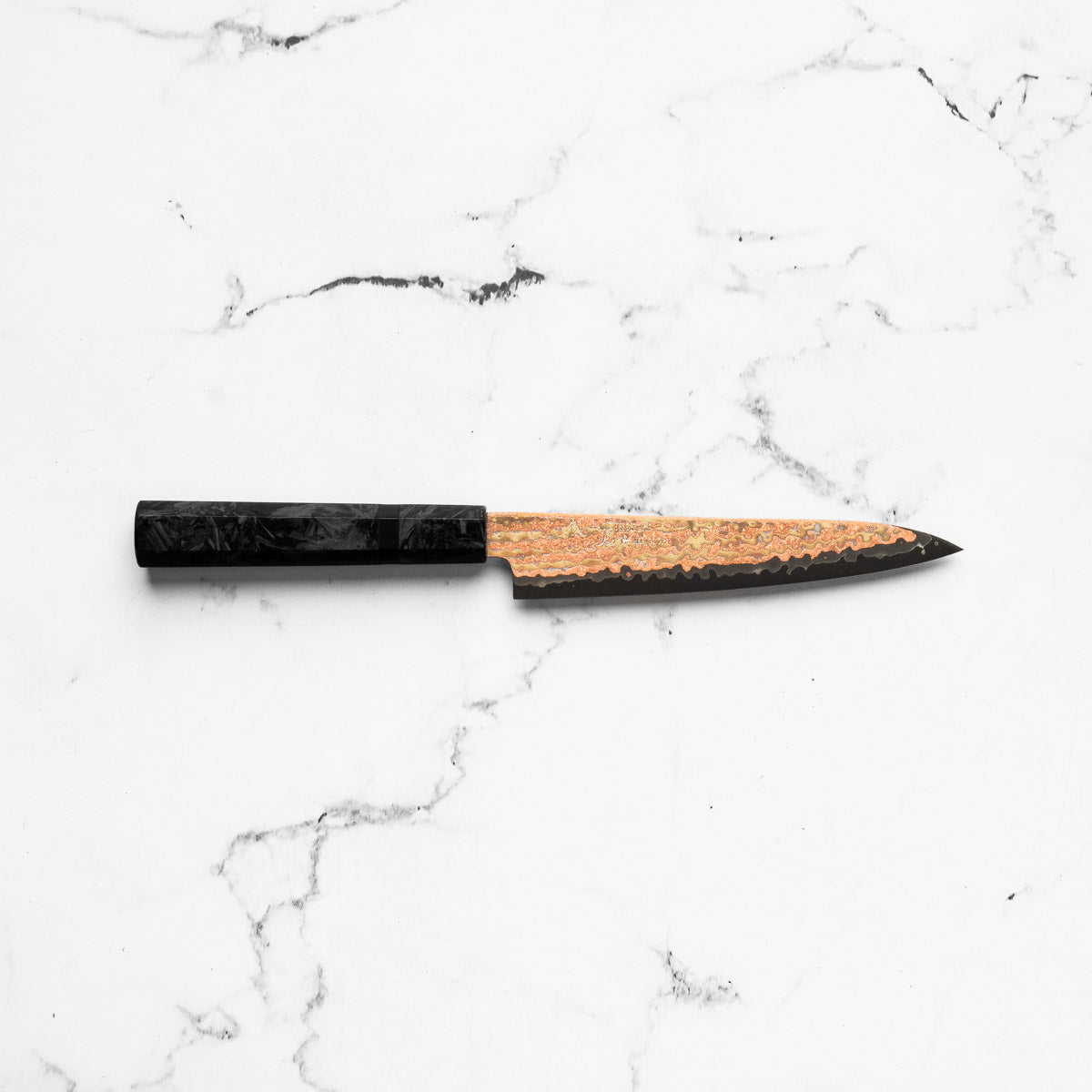 Hatsukokoro Hinotori V-Toku 2 Rainbow Damascus Petty 150mm - Dark Carbon Fibre