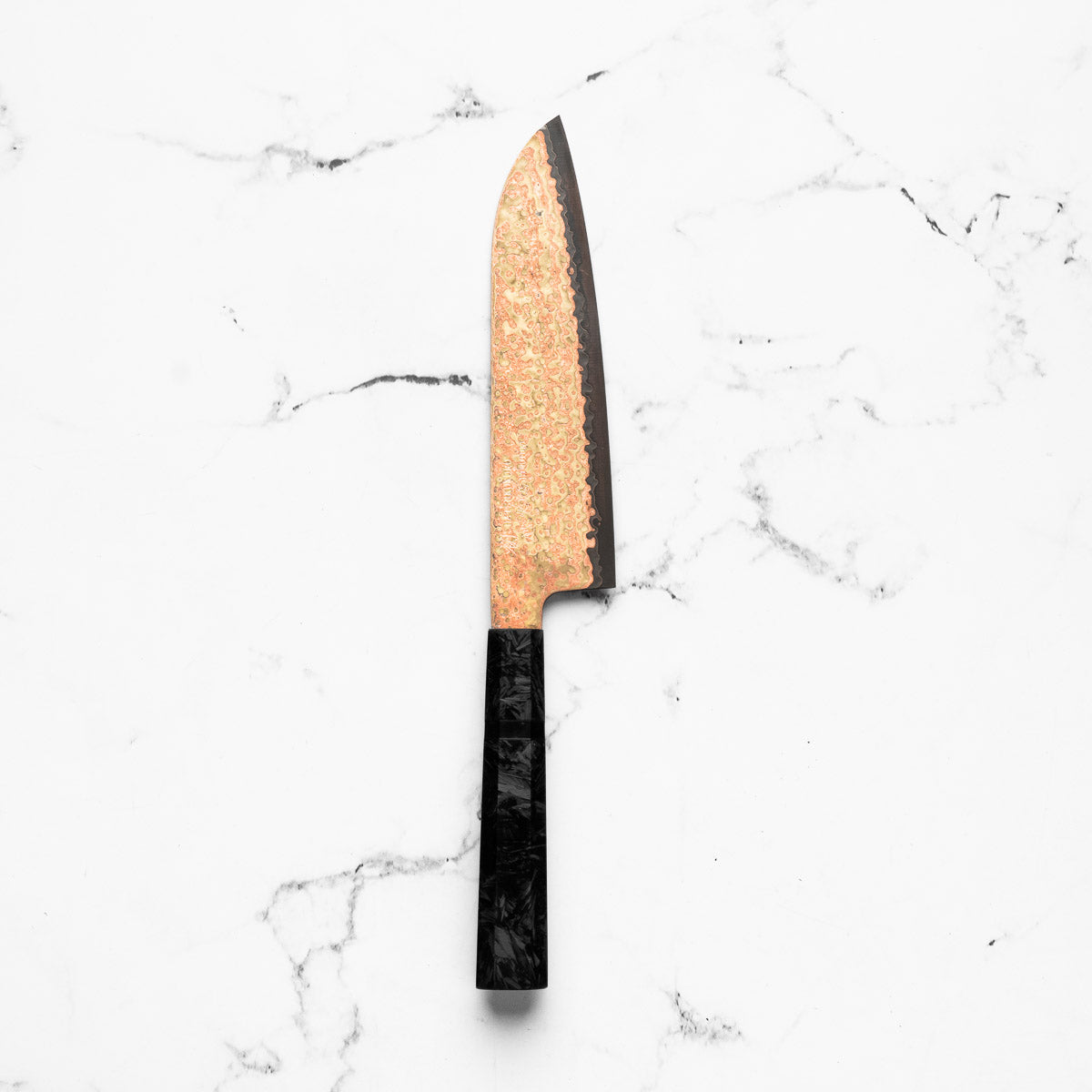 Hatsukokoro Hinotori V-Toku 2 Rainbow Damascus Santoku 180mm - Dark Carbon Fibre
