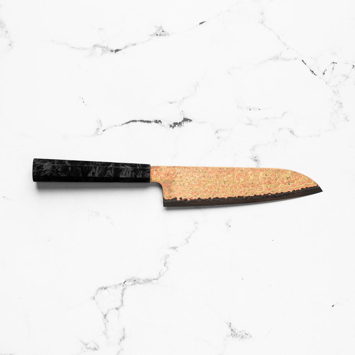 Hatsukokoro Hinotori V-Toku 2 Rainbow Damascus Santoku 180mm - Dark Carbon Fibre