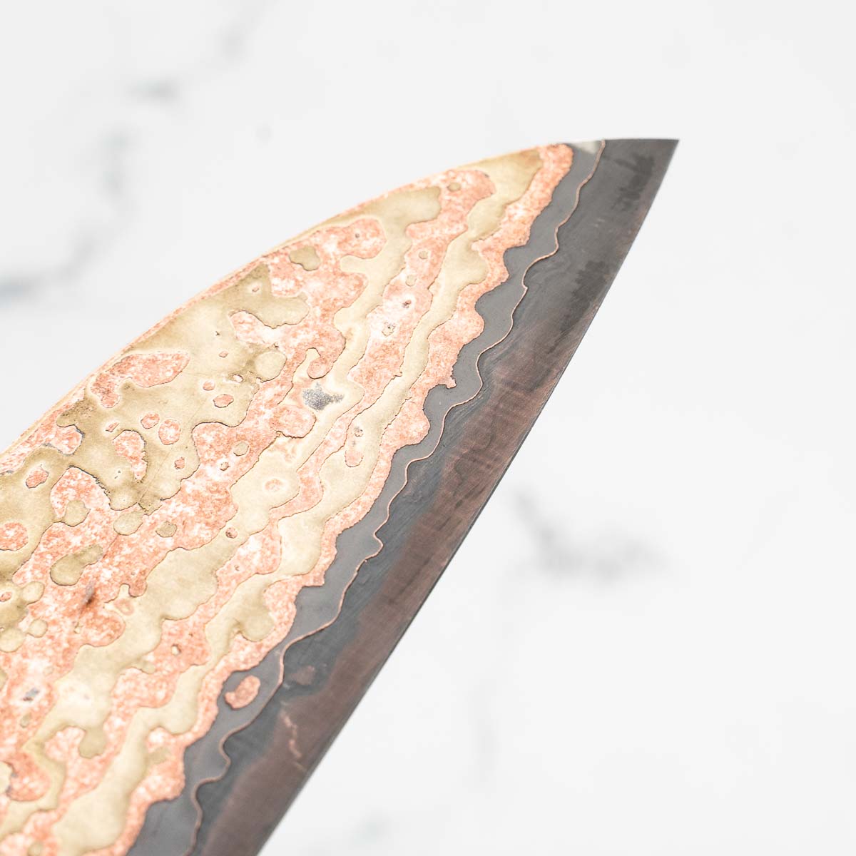 Hatsukokoro Hinotori V-Toku 2 Rainbow Damascus Santoku 180mm - Dark Carbon Fibre
