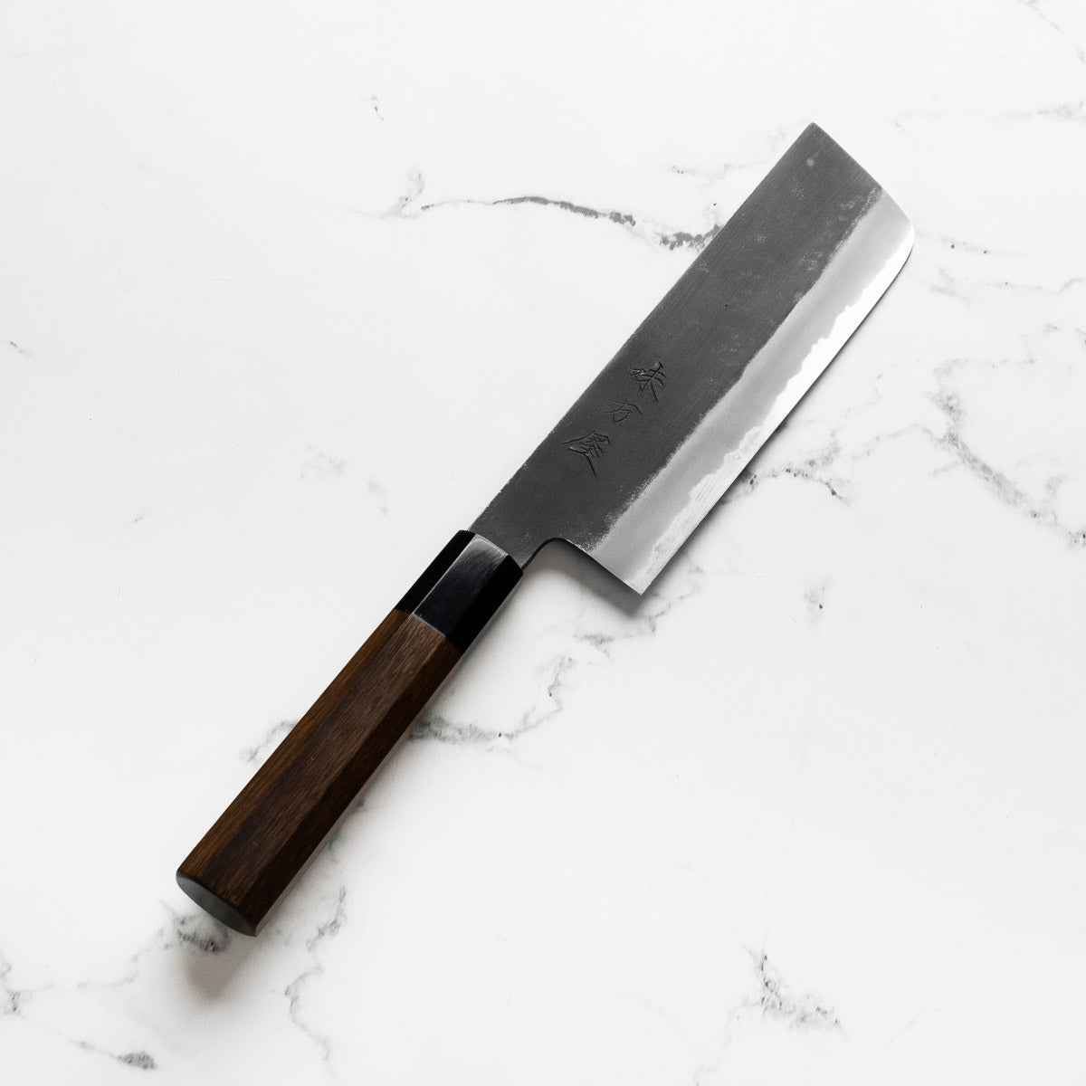 Mutsumi Hinoura Ajikataya White 2 Nakiri 165mm - Rosewood w/ Black Horn