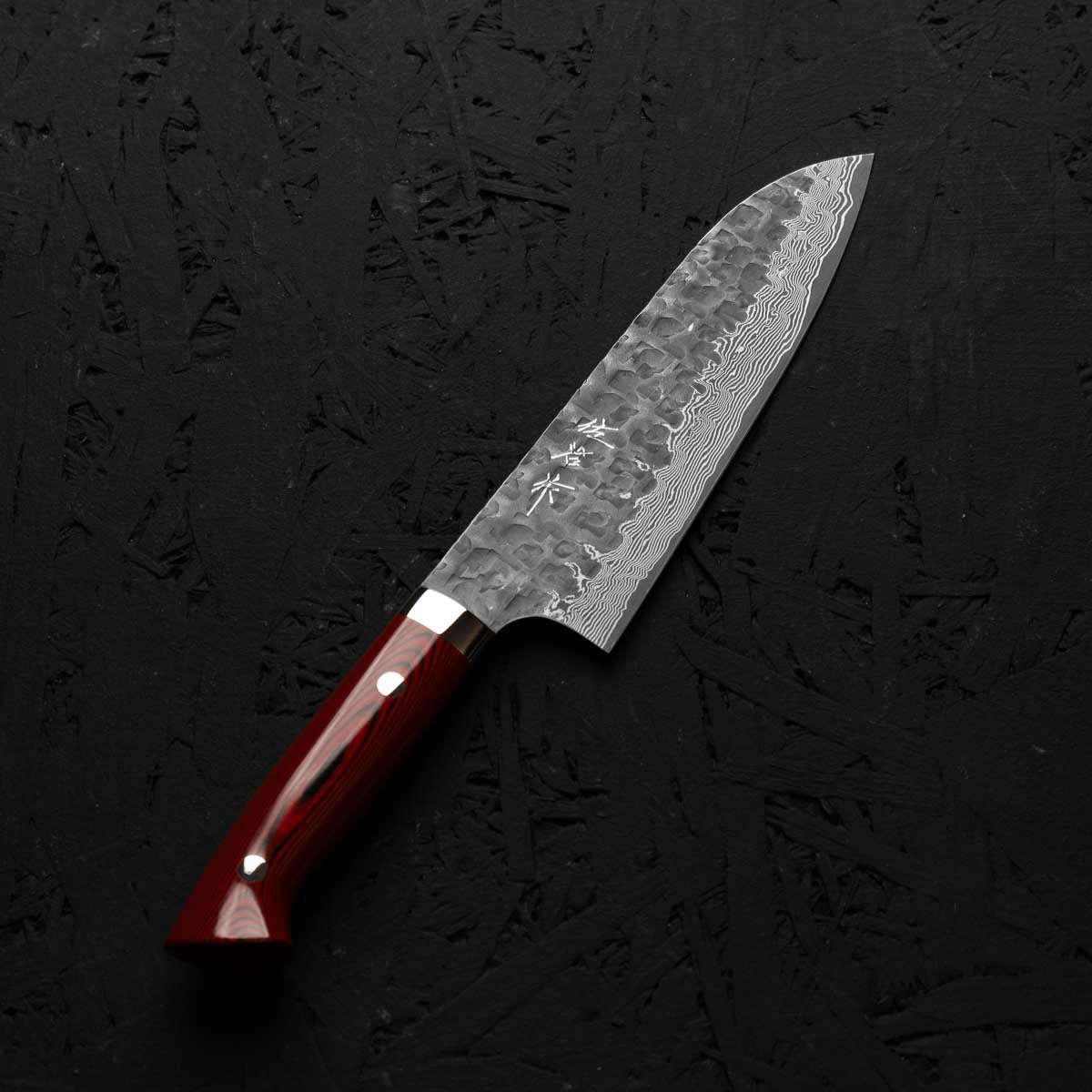 Takeshi Saji VG10 Forged Tsuchime Santoku - Red Weave