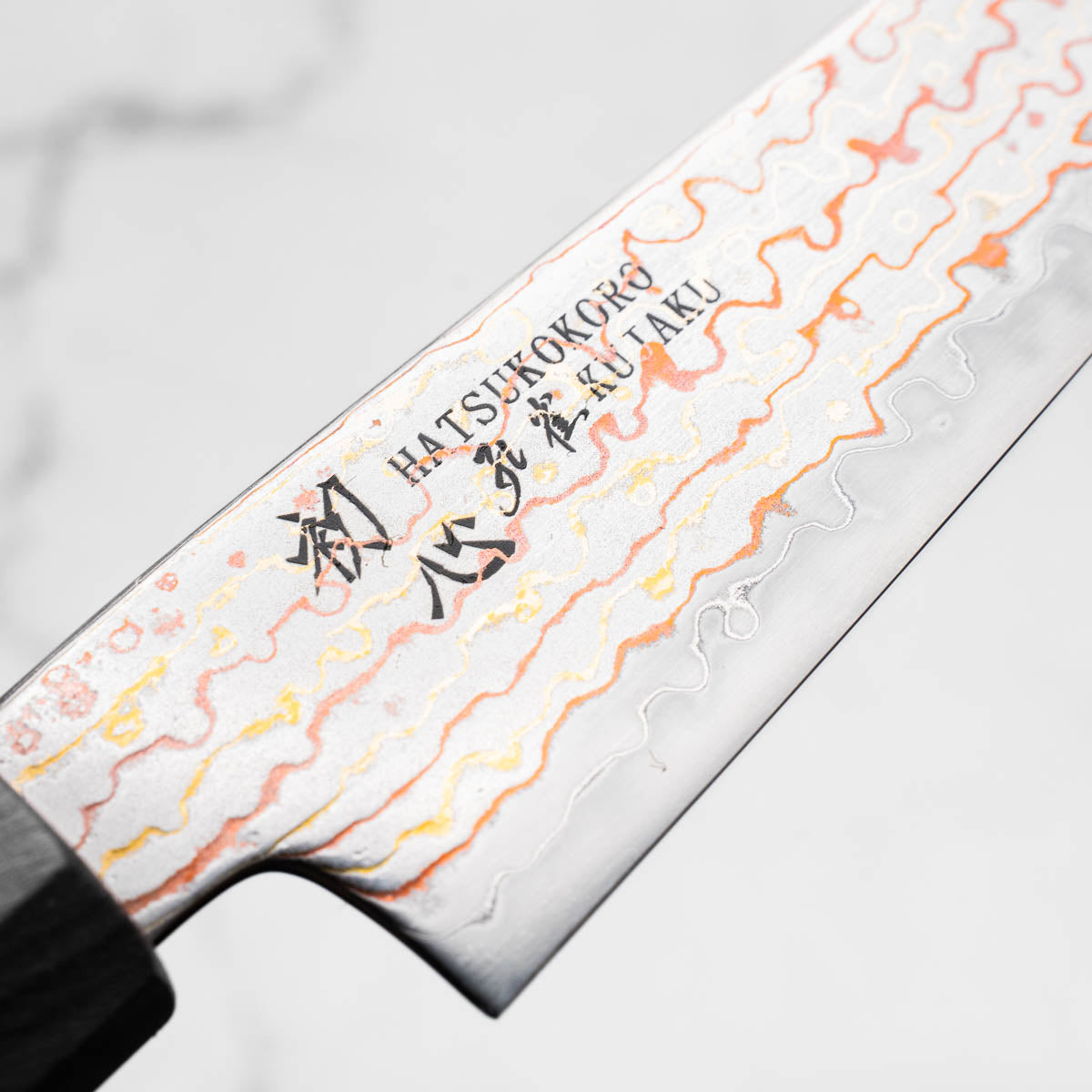 Hatsukokoro Kujaku V-Toku 2 Rainbow Damascus Petty 150mm
