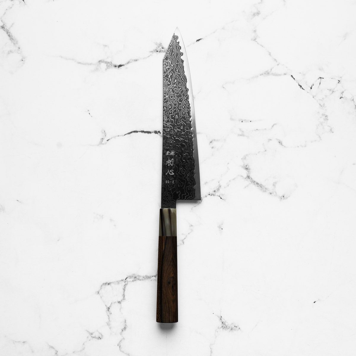 Hatsukokoro Ryuhyo Kurozome SG2 Damascus Kiritsuke Gyuto 210mm -  Persimmon