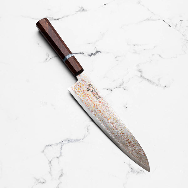 Hatsukokoro Kujaku V-Toku 2 Rainbow Damascus Gyuto 240mm