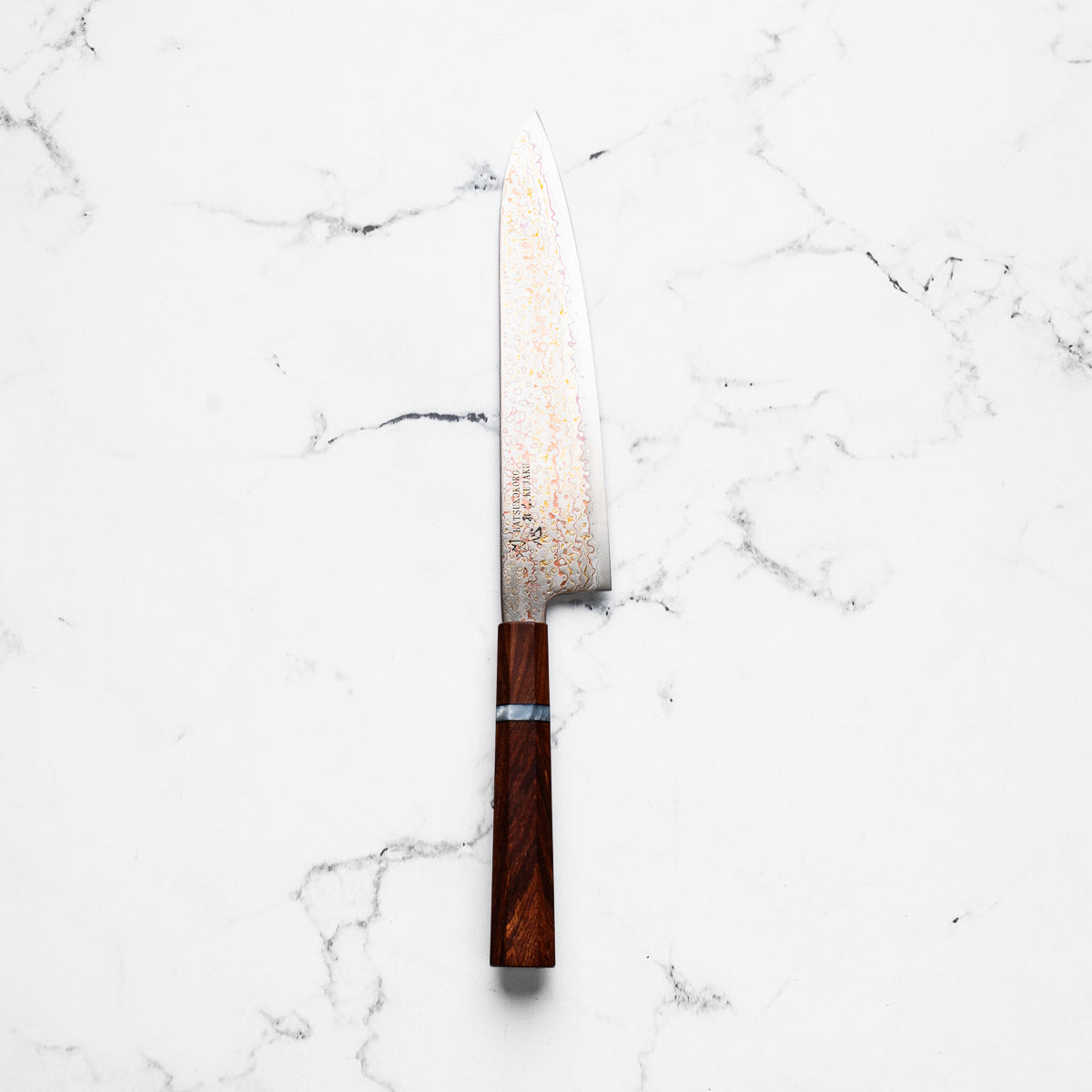 Hatsukokoro Kujaku V-Toku 2 Rainbow Damascus Gyuto 240mm - Sandalwood