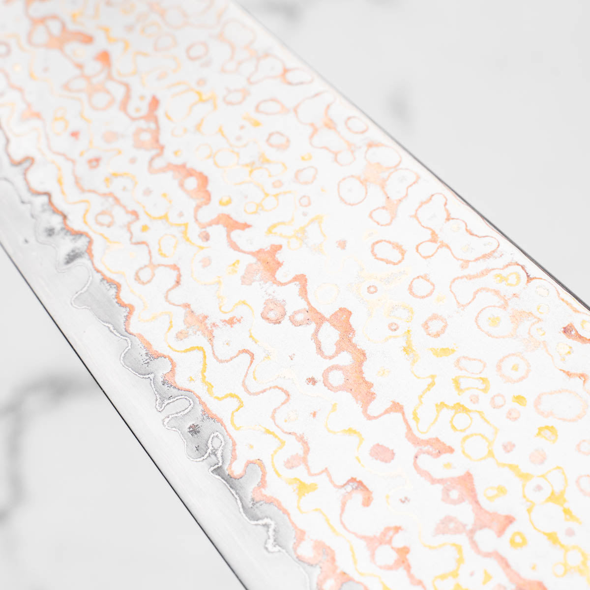 Hatsukokoro Kujaku V-Toku 2 Rainbow Damascus Gyuto 240mm - Sandalwood