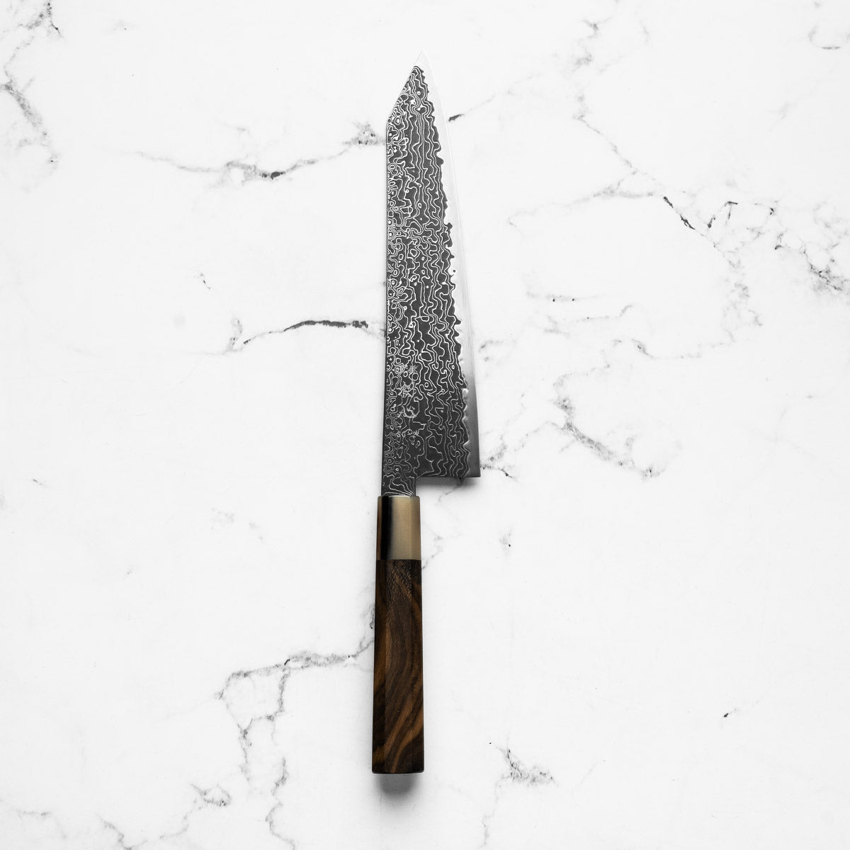 Hatsukokoro Ryuhyo Kurozome SG2 Damascus Kiritsuke Gyuto 240mm - Persimmon