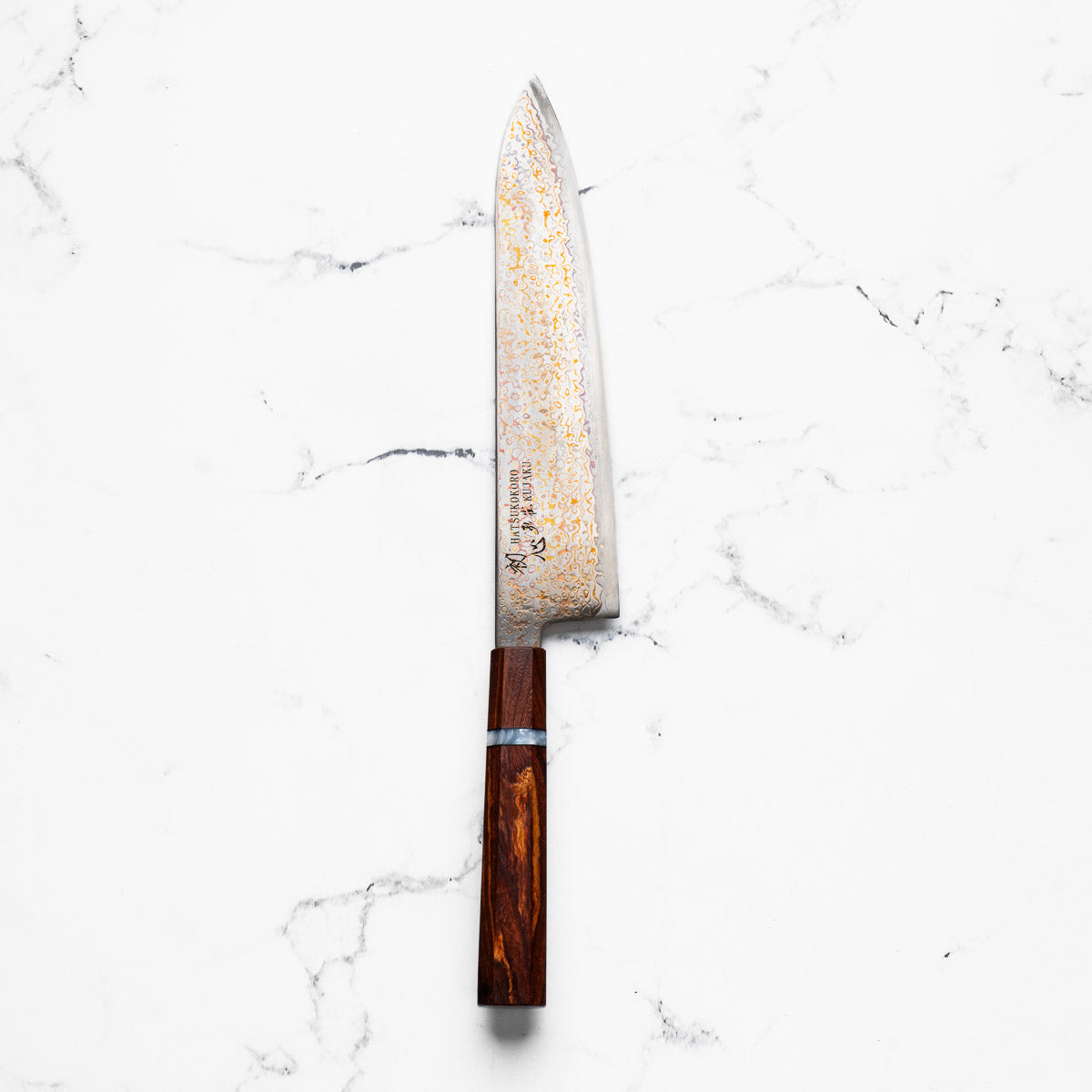 Hatsukokoro Kujaku V-Toku 2 Rainbow Damascus Gyuto 210mm - Sandalwood