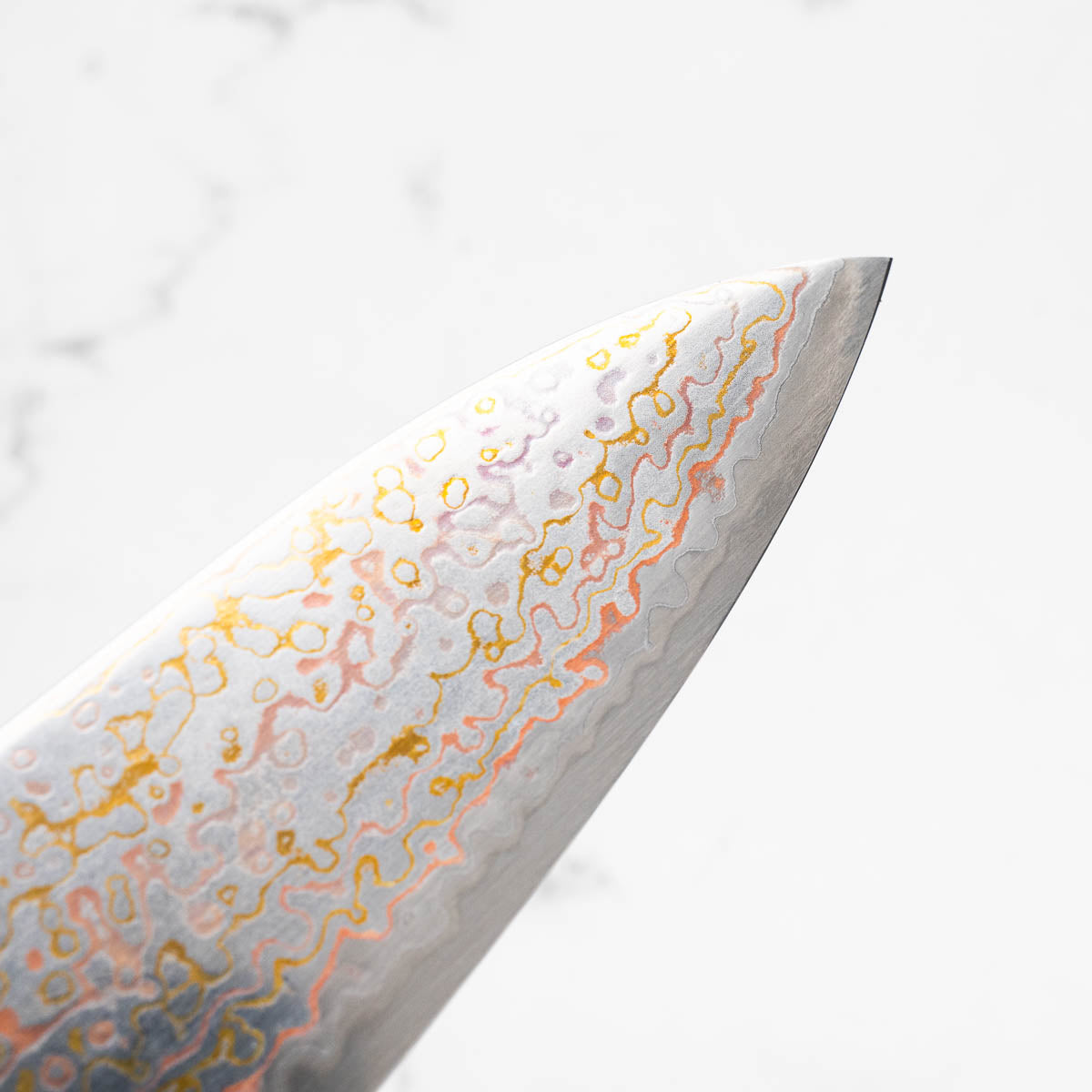 Hatsukokoro Kujaku V-Toku 2 Rainbow Damascus Gyuto 210mm - Sandalwood