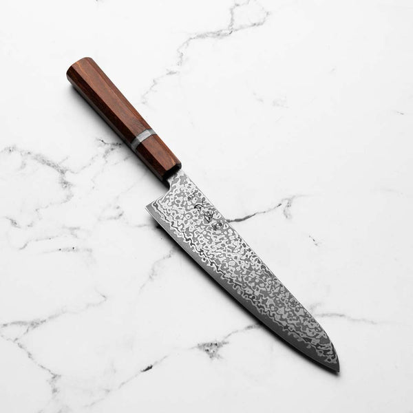 KOROSUKE SUGITA Hatsukokoro Hikari SLD Damascus Kurozome Gyuto 195mm - Sandalwood