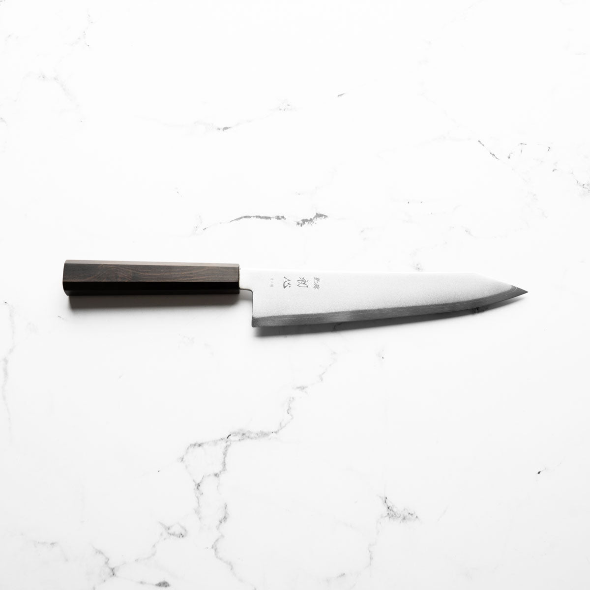Hatsukokoro Kaijin Blue 2 Stainless Clad Kiritsuke Gyuto 210mm - Ebony - handle detail