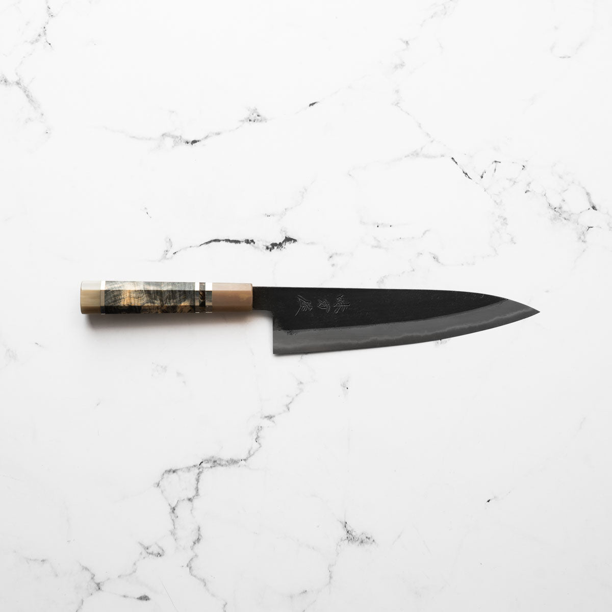 Mutsumi Hinoura Ajikataya White 2 Gyuto 210mm - Maple & Double Blonde - handle detail
