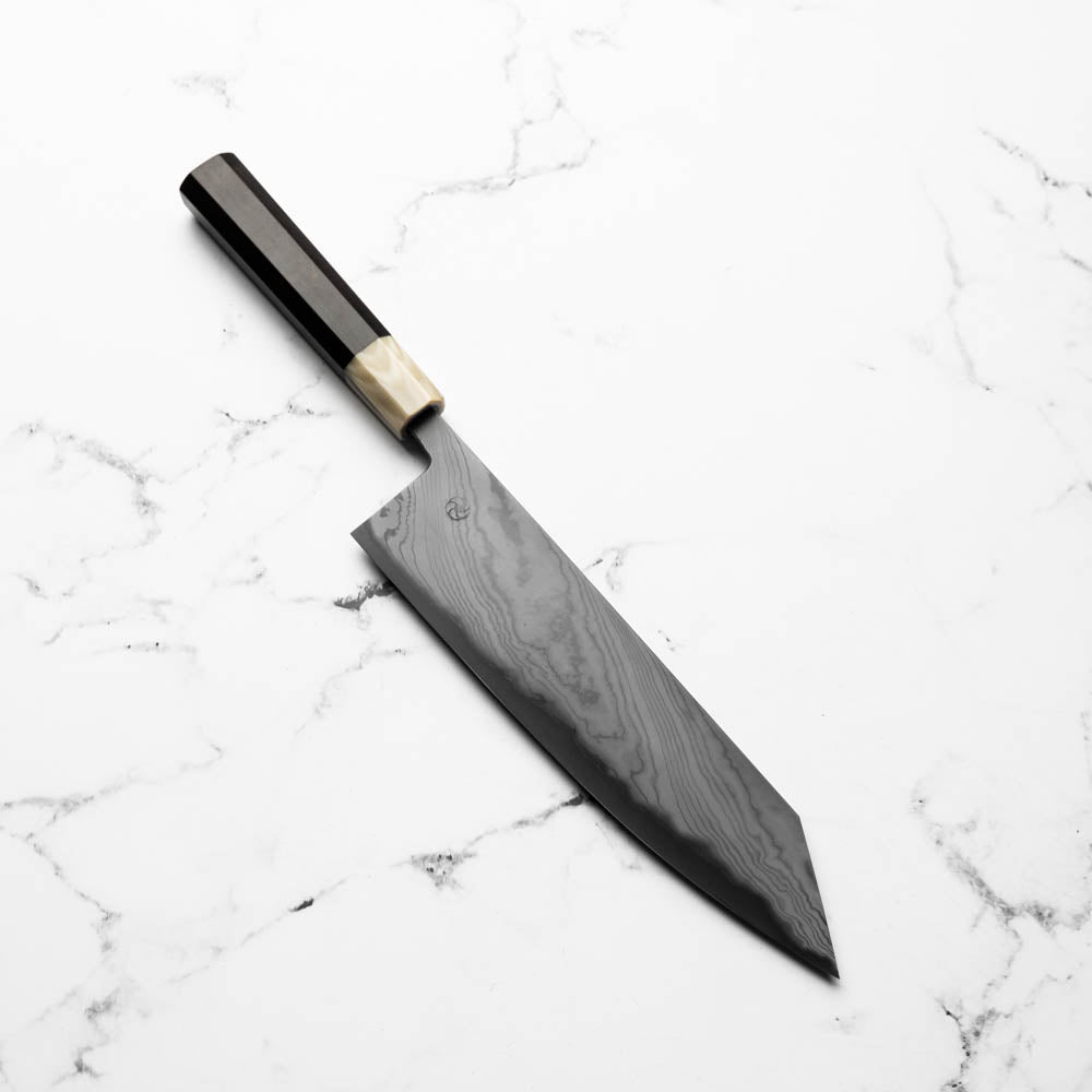 Miyazaki Kajiya Blue 2 Black Damascus Kiritsuke 240mm