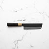 Mutsumi Hinoura Ajikataya White 2 Nakiri 165mm - Ebony & Blonde - handle detail