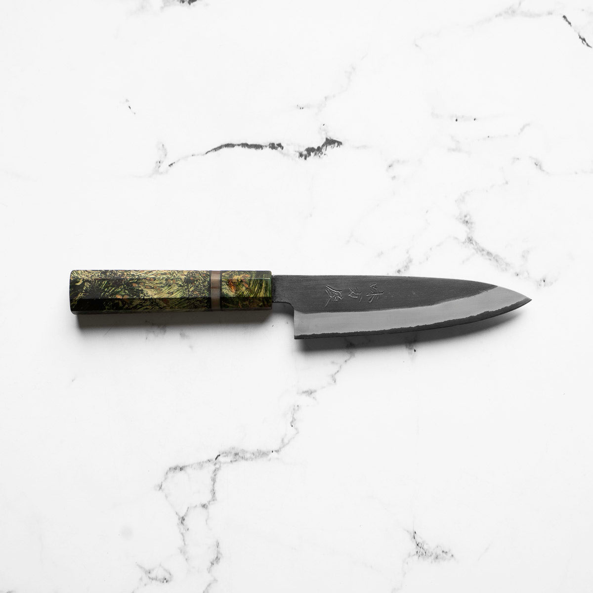 Mutsumi Hinoura Ajikataya White 2 SS Clad Petty 135mm - Resin (Green)