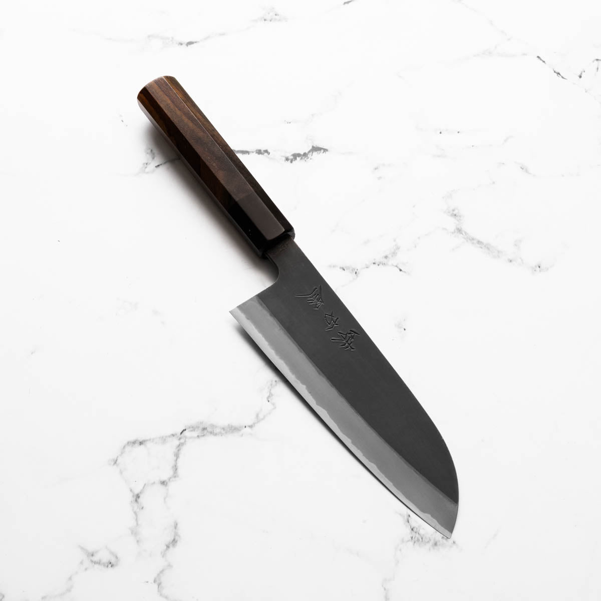 Mutsumi Hinoura Ajikataya White 2 Santoku 165mm - Rosewood & Black Horn