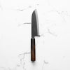 Mutsumi Hinoura Ajikataya White 2 Santoku 165mm - Rosewood & Black Horn