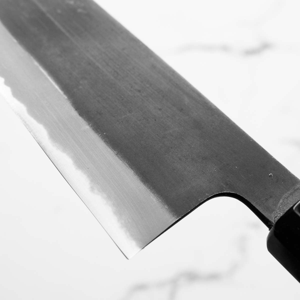 Mutsumi Hinoura Ajikataya White 2 Santoku 165mm - Rosewood & Black Horn