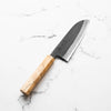 Mutsumi Hinoura Ajikataya White 2 Santoku 165mm - Spalted Maple - angled view