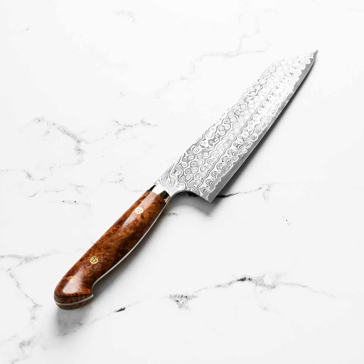 Nigara Hamono "Anmon" SG2 Damascus Kiritsuke Gyuto 240mm - Western Karin Handle