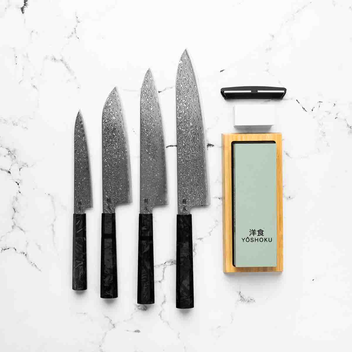 Seido VG10 Kurozome Nickel Damascus 4 Knife Set