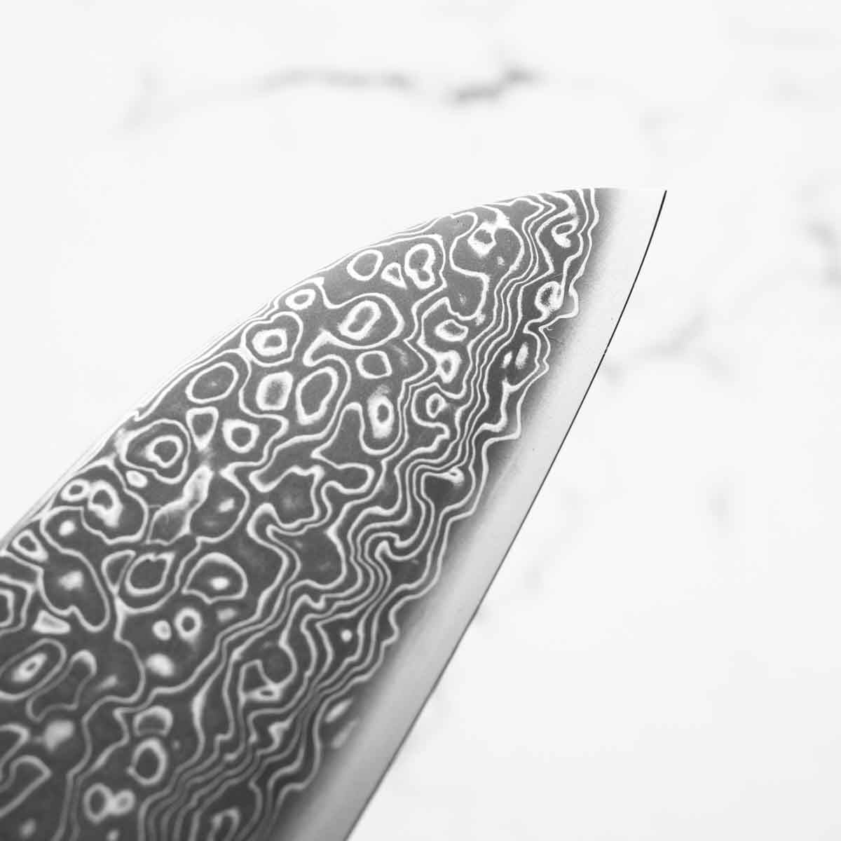 Seido VG10 Kurozome Nickel Damascus Santoku 180mm - Dark Carbon Fibre